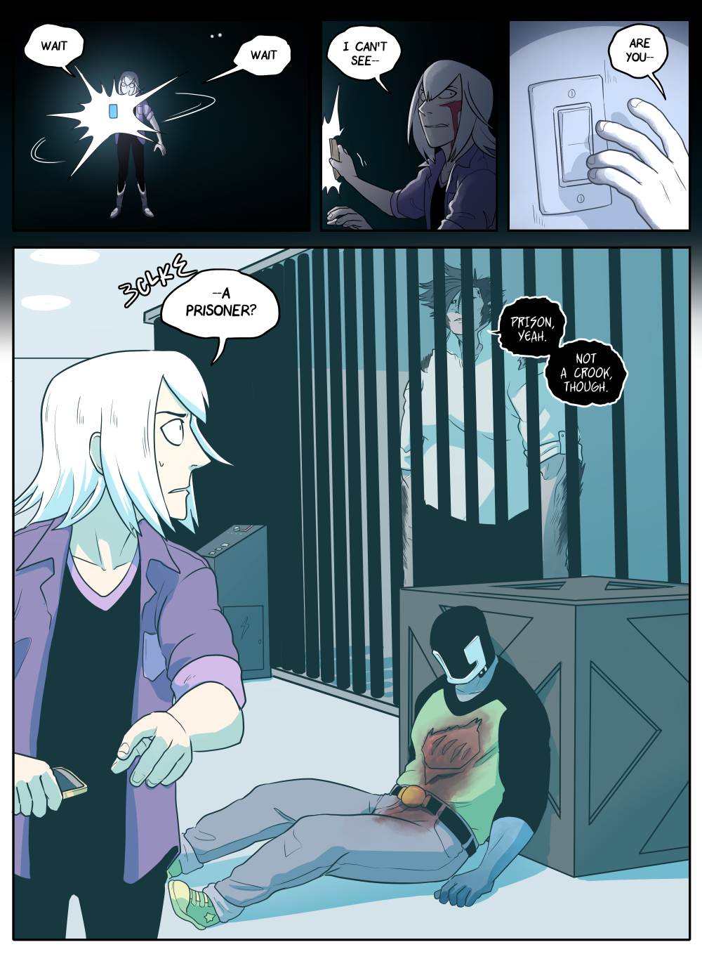 Flip the lights on and suddenly remember that your coworker is still here and still turning blue.